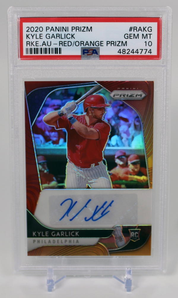 2020 Panini Prizm #RAKG Kyle Garlick PSA 10 RC Auto Red/Orange Prizm 16/25