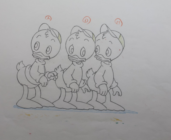 Original Disney Huey Dewey Louie Production Animation Art Donald Duck Nephews