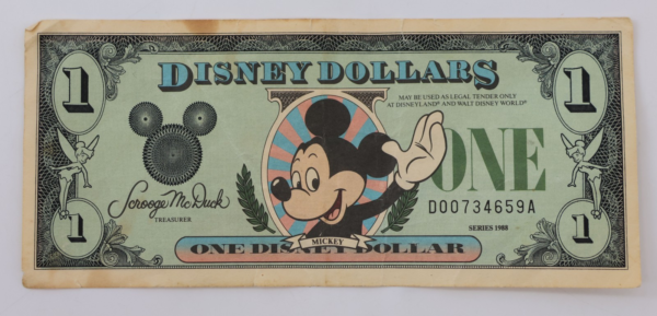 1988 One Disney Dollar Mickey Mouse SN# D00734659A