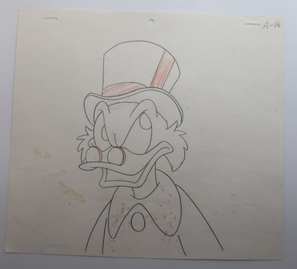 Original Disney Scrooge McDuck Production Drawing Animation Art Close Up