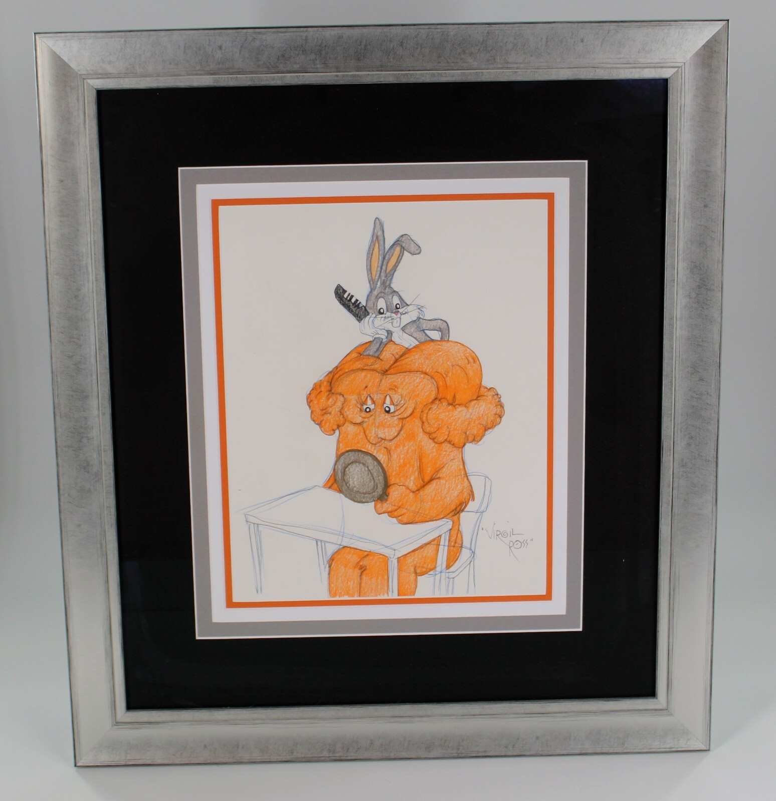 Virgil Ross Original Art Bugs Bunny and Gossamer FRAMED