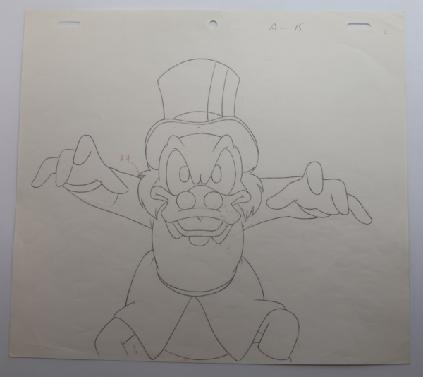Original Disney Scrooge McDuck Production Drawing Animation Art Dynamic Pose