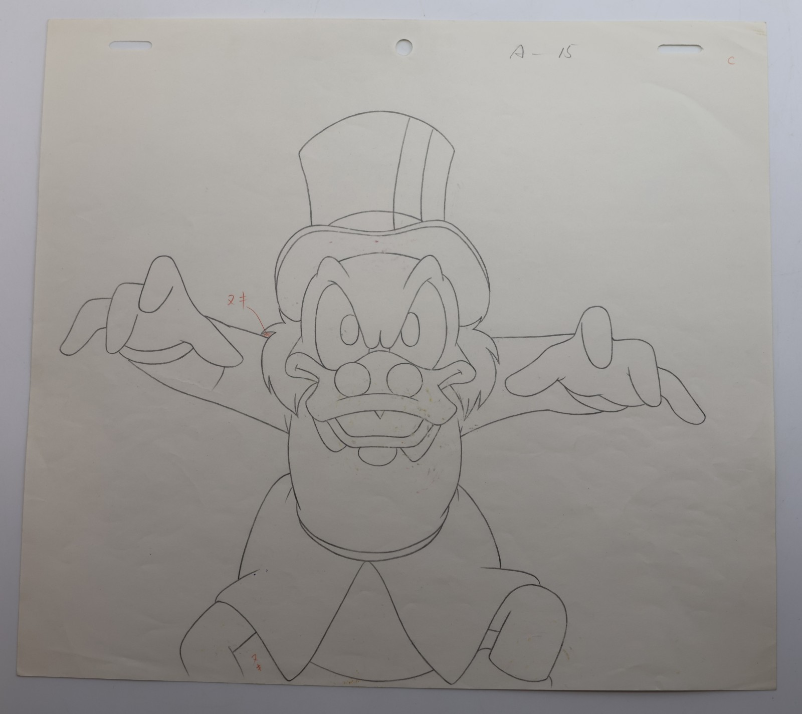 Original Disney Scrooge McDuck Production Drawing Animation Art Dynamic Pose