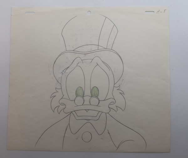 Original Disney Scrooge McDuck Production Drawing Animation Art Front View