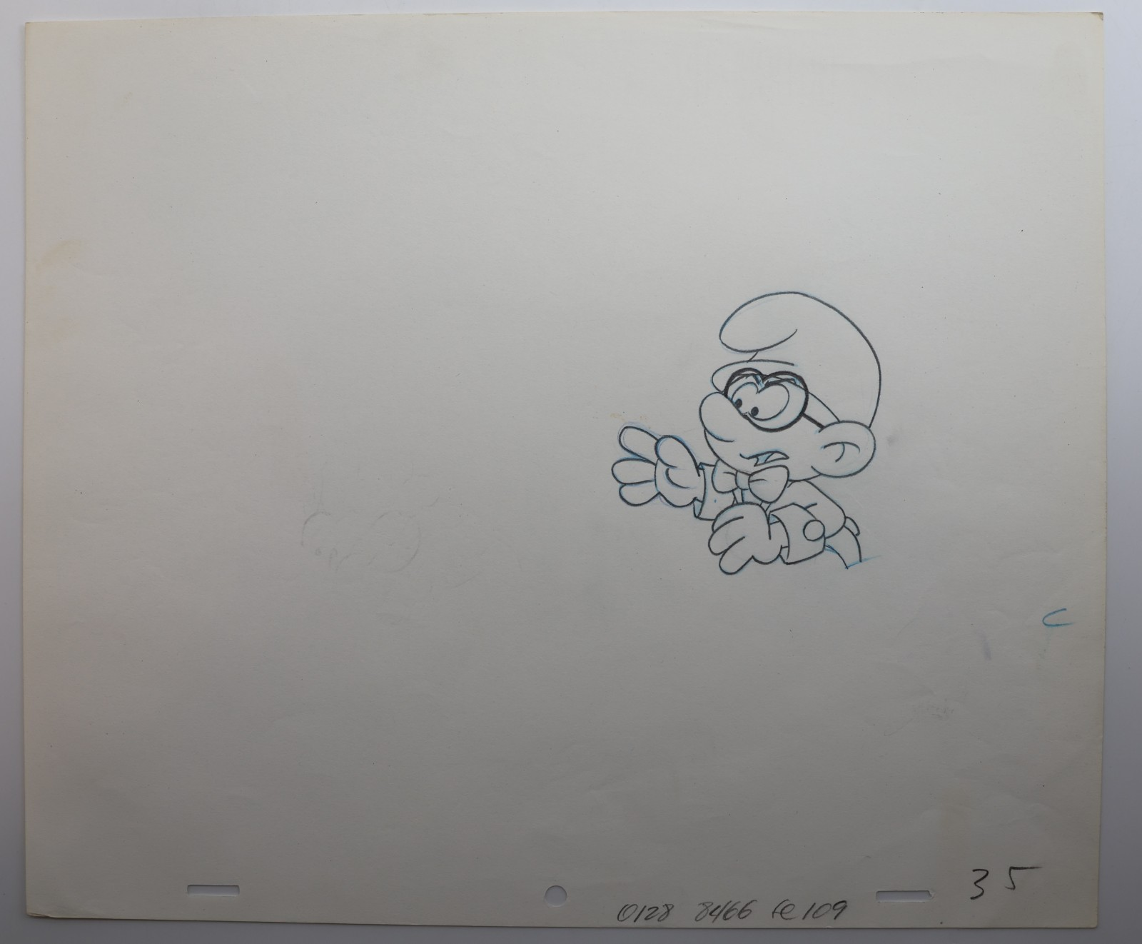 Original Smurfs Animation Cel Brainy Smurf Hand Painted Production Art - Image 4