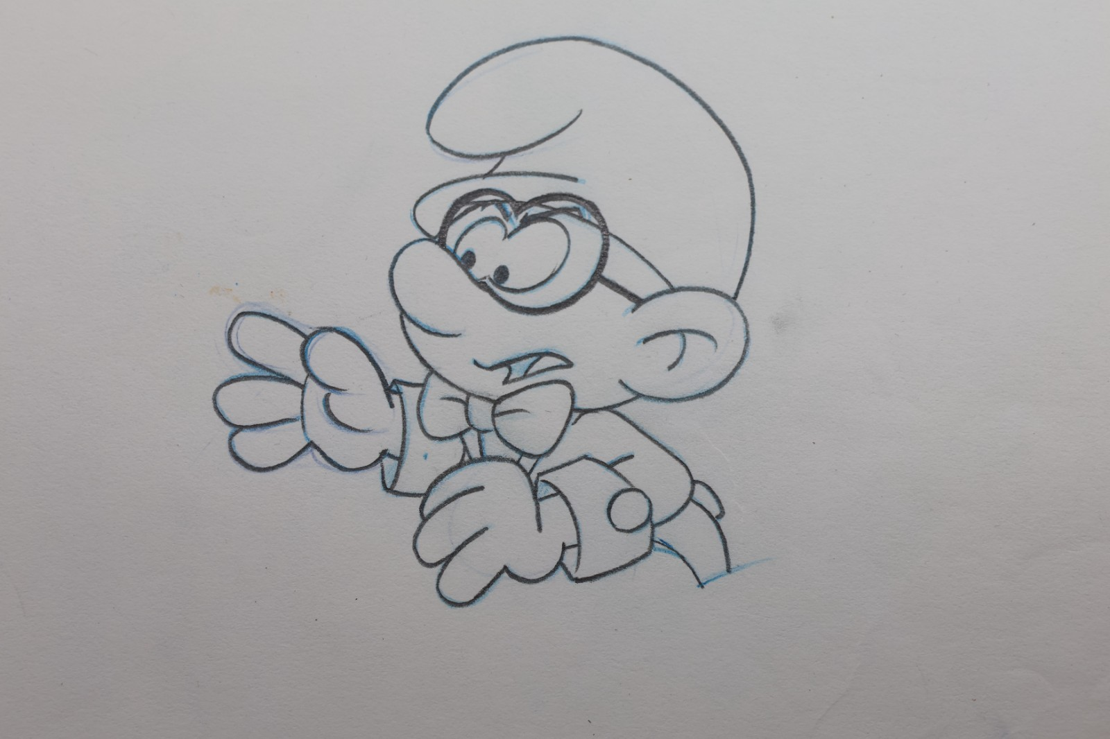 Original Smurfs Animation Cel Brainy Smurf Hand Painted Production Art - Image 5