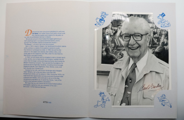 Carl Barks Autograped Photo Diamond 10th Retailer Seminar Packet RARE