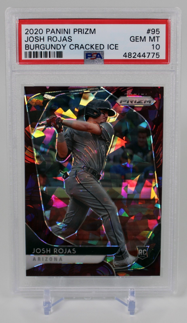 2020 Panini Prizm #95 Josh Rojas RC Burgundy Cracked Ice PSA 10 06/25